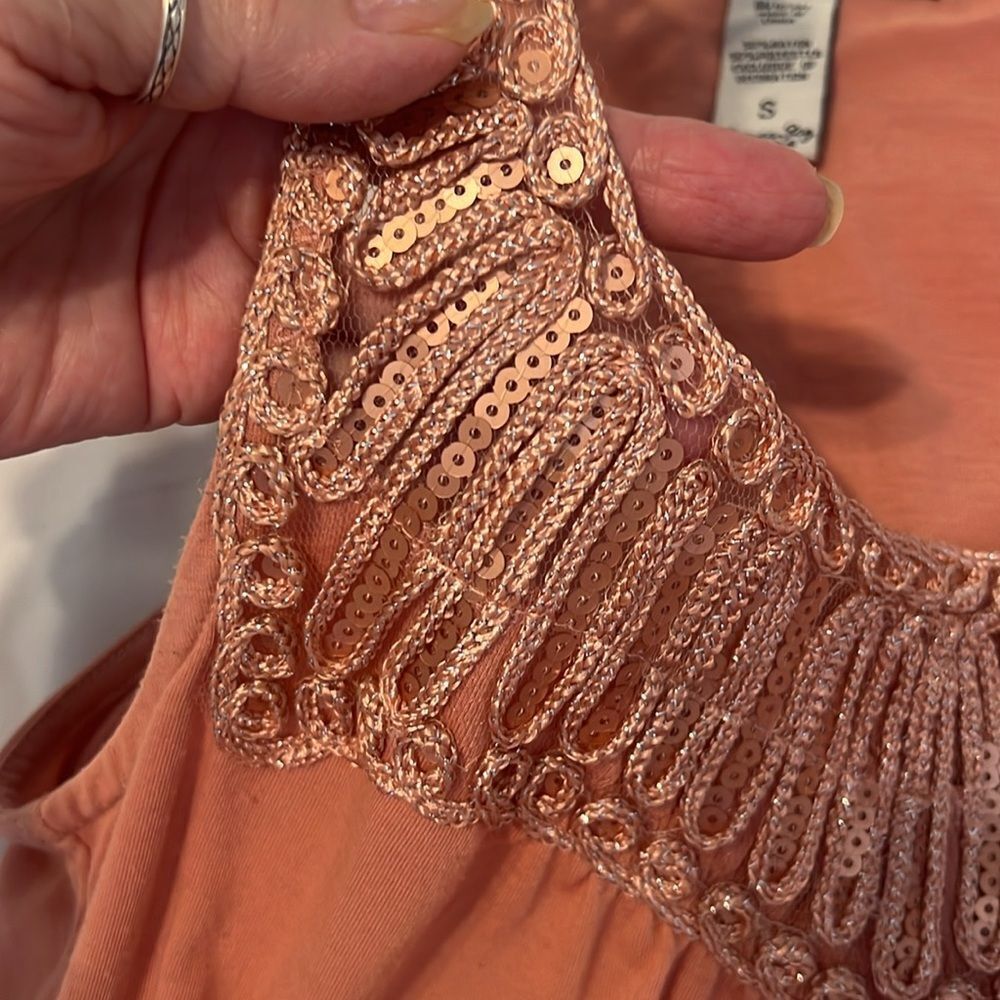 American Rag Embellished Rust Orange Tank Top - Picture 6 of 9